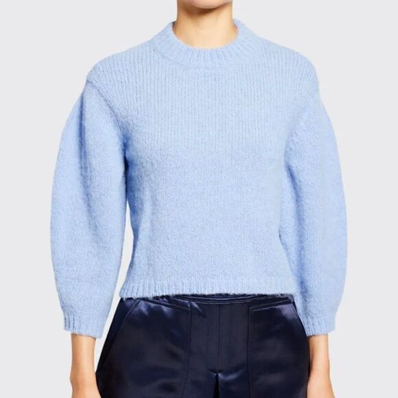 Tibi Alpaca Knit Cozette Blue Puff Sleeve Sweater Sz S - Picture 9 of 9